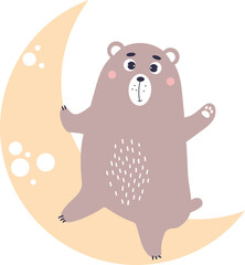 Cute  bear on moon
