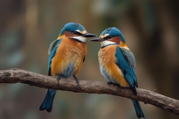 Obraz premium Beautiful two bird with blurred background Generative AI
