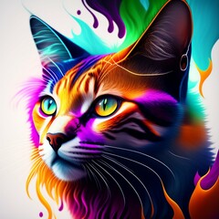 beautiful cat, oil painting, generative AI
