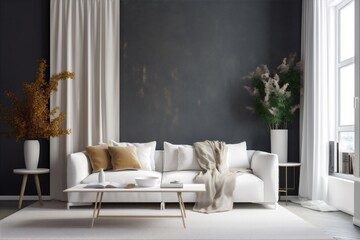 interior background empty green three-dimensional cushion style design grey luxury simple lamp house. Generative AI.