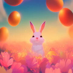 Easter Bunny Delight: A Colorful AI-Generated Artwork