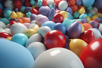 Naklejka premium Balloons Shapes Background. AI generated