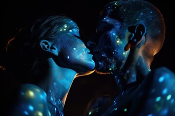 Star-Crossed Lovers Embrace Under Celestial Glow of Constellations