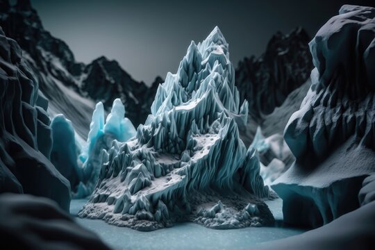 Glacial sculptures. AI generated