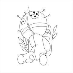 Voodoo Coloring page for kids Horror coloring book page 