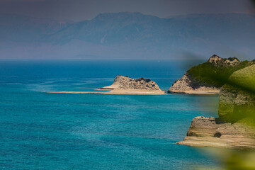 Beautiful landscape with cliffs and ocean at Cape Drastis, Corfu, Greece