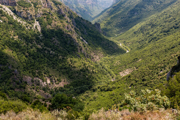 Panorama of beautiful Vikos George in Pindus Mountain (Vikos National Park), Greece