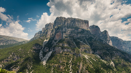 Panorama of beautiful Vikos George in Pindus Mountain (Vikos National Park), Greece