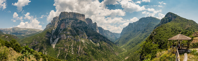 Fototapeta na wymiar Panorama of beautiful Vikos George in Pindus Mountain (Vikos National Park), Greece
