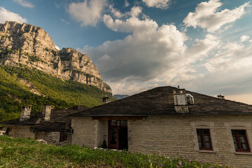 Fototapeta na wymiar Mikro Papingo, Grece - July 15, 2020 - view point near Vikos Gorge 