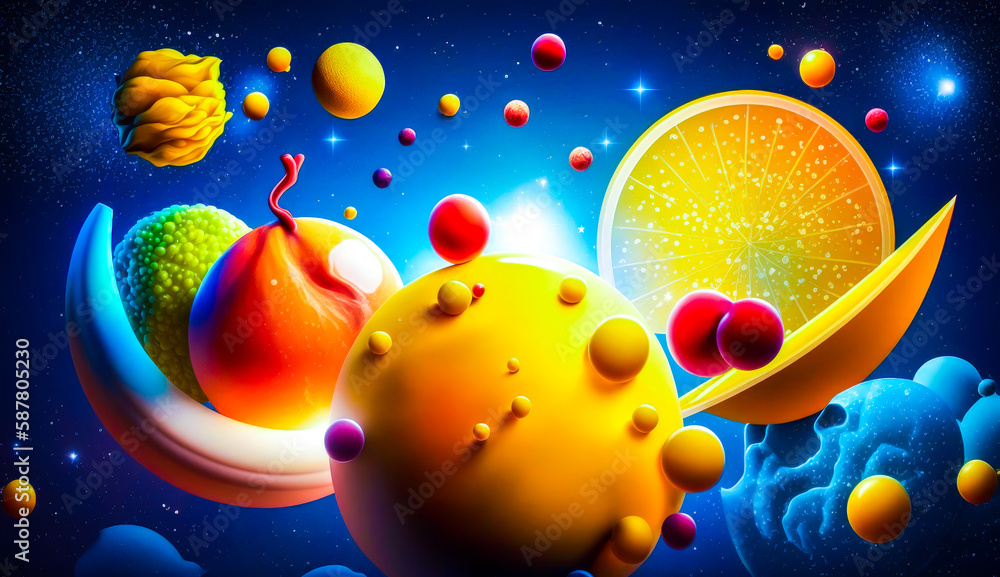 Poster an image of space scene with planets and stars. generative ai.