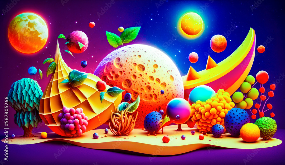 Aufkleber colorful background with variety of objects. generative ai.