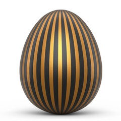 Golden and black Easter egg isolated on white background.