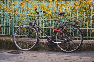 Fototapeta na wymiar Un vélo dans la ville.