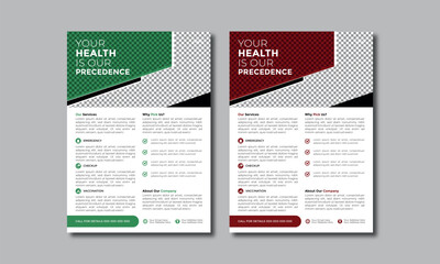 creative medical or healthcare flyer template design