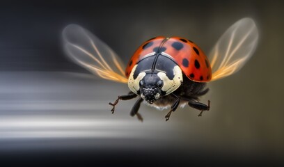  a ladybug with orange and black spots on it's back legs.  generative ai