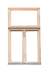 19th century beige wooden window isolated.