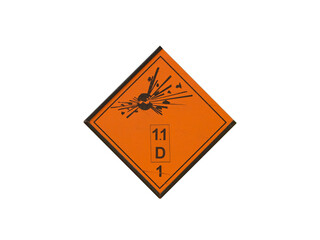 Explosive danger sign is isolated.