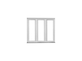 White wooden triple door window isolated