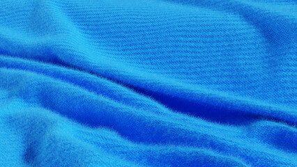 Blue fuzzy fabric texture luxurious background. 3D rendered