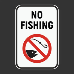 No fishing vector sign. Isolated Fishing Prohibited sign label sticker design.