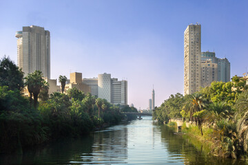 Fototapeta premium Nile River and Cairo City - Cairo, Egypt 