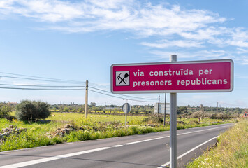 Sign explaining that road was built by Republican prisioners