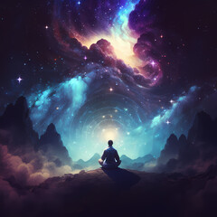 Chakras Meditation Universe. Generative AI