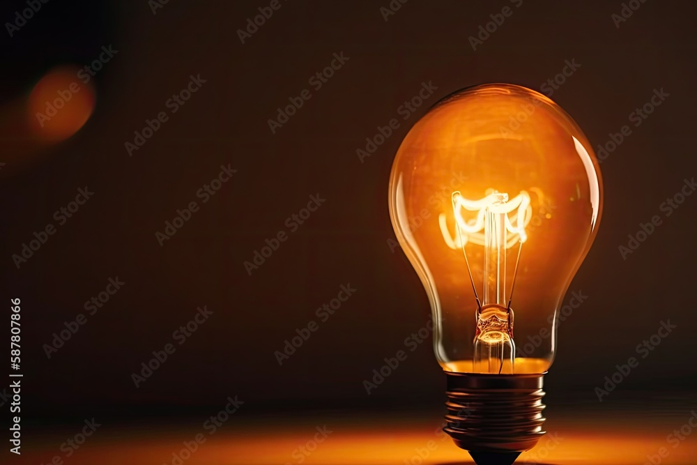 Poster lit light bulb on a table. generative ai