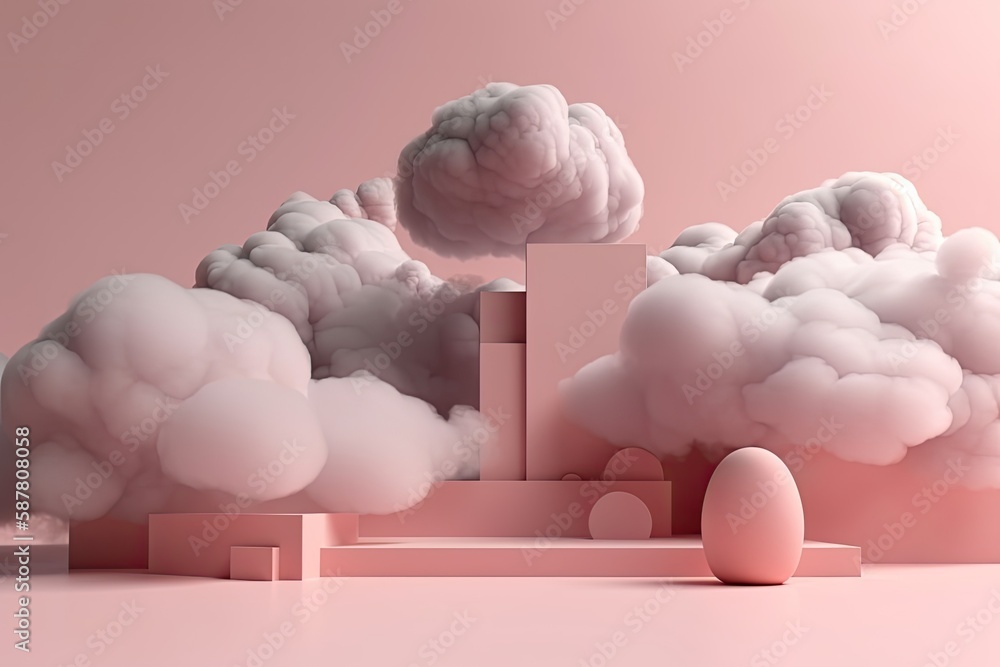 Poster illustration of clouds floating in the sky. generative ai