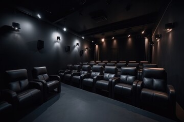 Modern cinema, with rows of empty seats awaiting moviegoers Generative AI