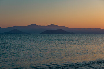 Sunset over Naxos Island, Greece, Europe