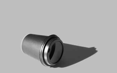 Paper cup of coffee isolated on neutral background