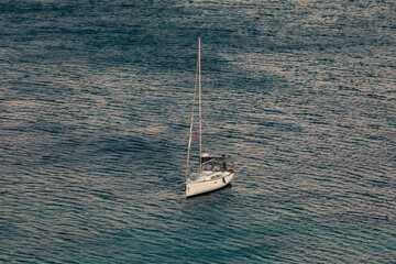 Obraz premium Small yacht near Naxos Island, Greece, Europe
