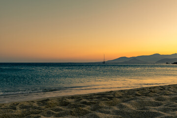 Beautiful sunset over Naxos Island, Greece, Europe