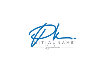 Initial PK signature logo template vector. Hand drawn Calligraphy lettering Vector illustration. - obrazy, fototapety, plakaty