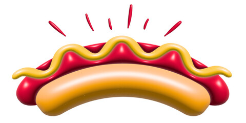 3D vector hot dog on white isolated background. Fast food modern design for poster, menus, brochure. Icon for web and mobile application. Yummy, bon appetit.
