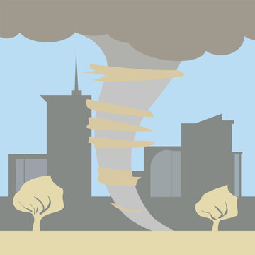 City Hit by Tornado Vector Illustration