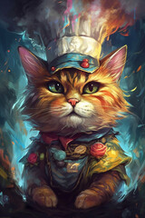 The ginger cat is the chef of the mysterious world, generative AI
