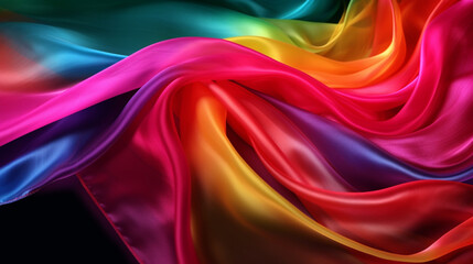 Fototapeta na wymiar A colorful silk fabric cloth background with a rainbow background, ai generated artwork
