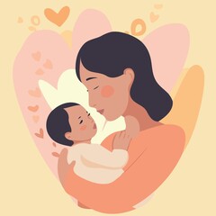 mothers day woman holding baby with love created with Generative AI technology