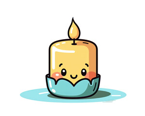 cute candle flame kawaii character vector illustration designicon style