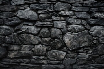 black rough stone wall texture as digital illustration (Generative AI)