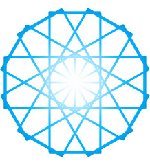 Modern circular geometric rosette shape pattern design in mandala style art