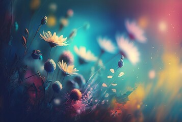 Colorful spring garden background. generative AI.
