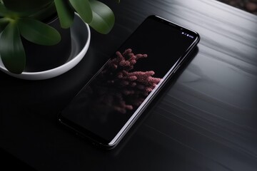 product shot of a sleek and modern smartphone, showcasing its design and features. The image conveys a sense of sophistication and high-tech capabilities Generative AI