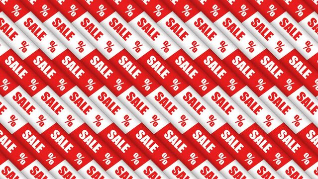 Video of words sale shopping advertise crossed stripes diagonal cover chroma key background. Economy budget percent low prices promotion shopaholism