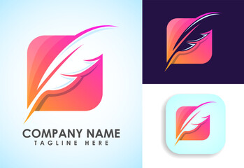 Feather logo design vector template. Feather logo for a writer or publishers.