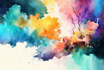 Abstract colorful watercolor background Generative AI