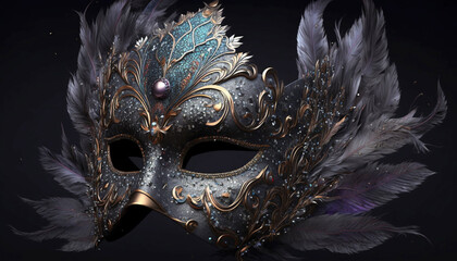 Realistic luxury carnival mask .Generative AI.